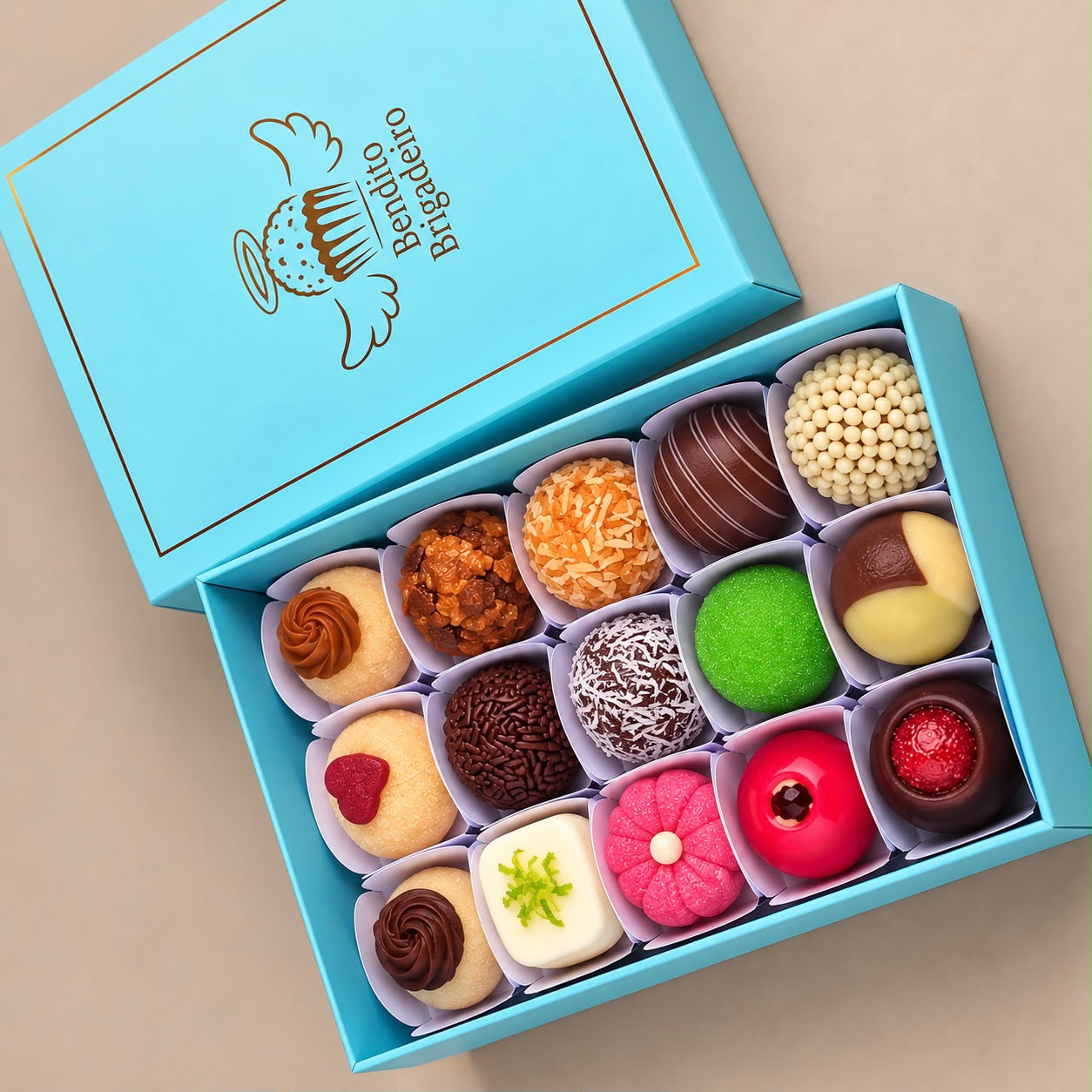 Caixa média com brigadeiros