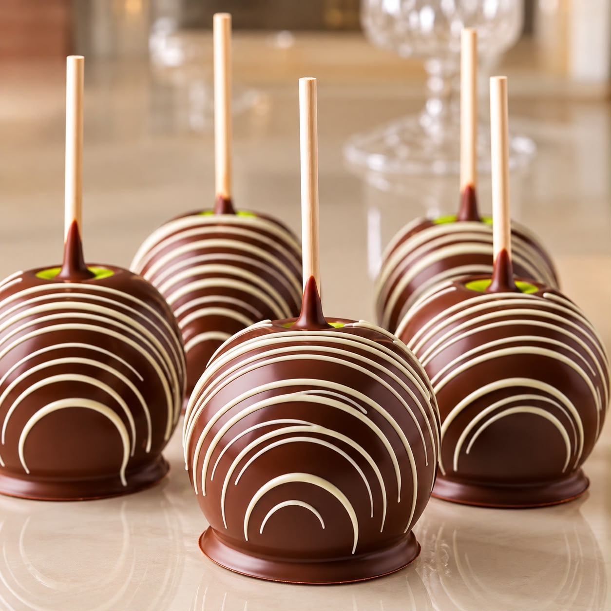 Maçã do amor coberta com chocolate